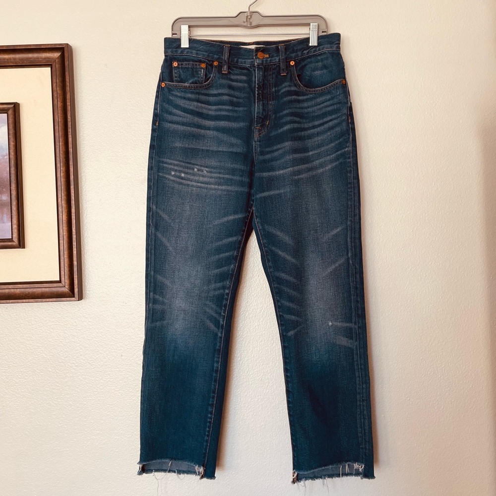 Madewell The Perfect Vintage Step Raw -Hem Edition Denim Jean Blue Size 29